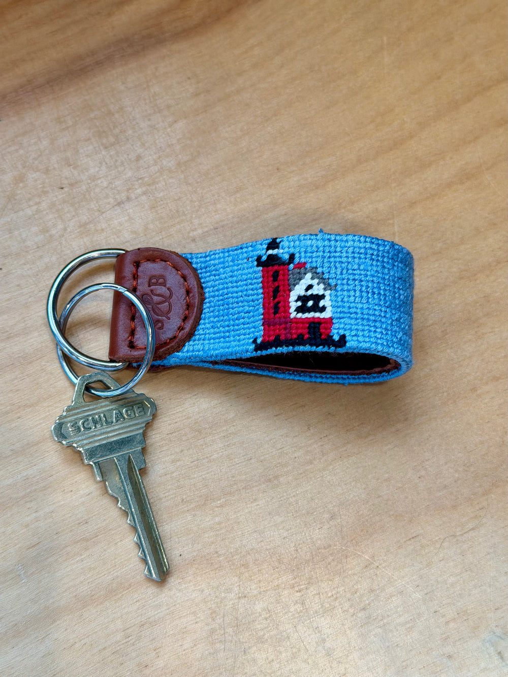 Mackinac Lighthouse Embroidered Keychain