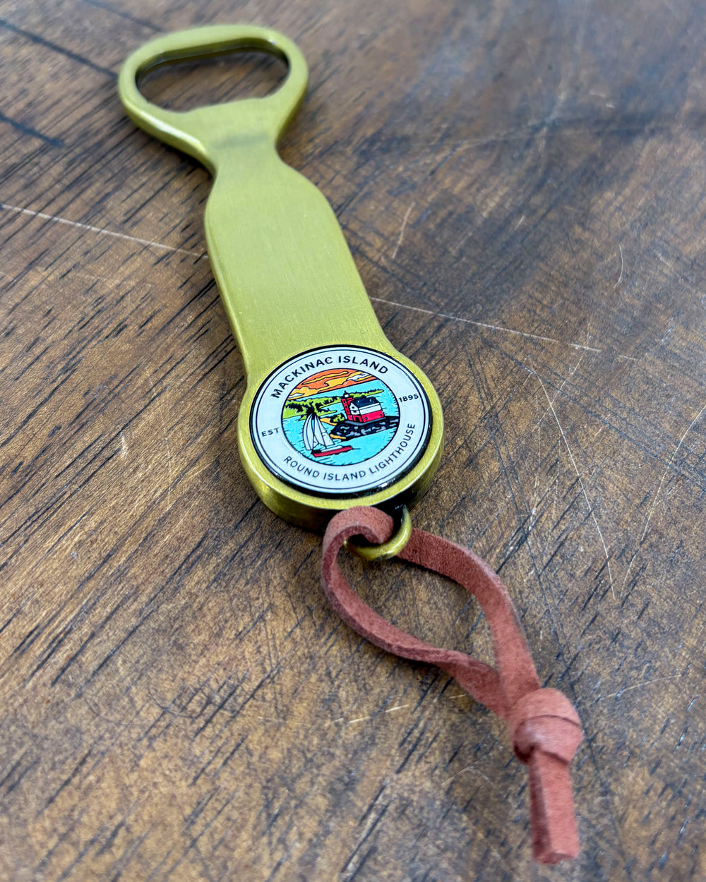 Lighthouse Medallion Brass Bottle Opener