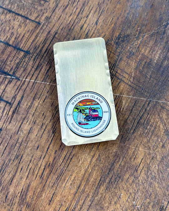 Lighthouse Medallion Brass Money Clip