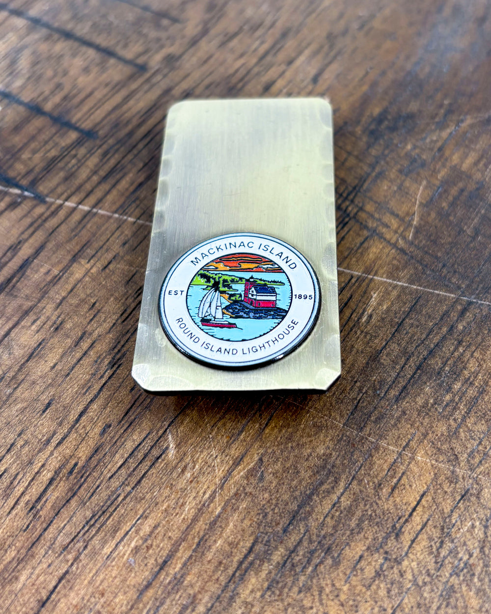 Lighthouse Medallion Brass Money Clip