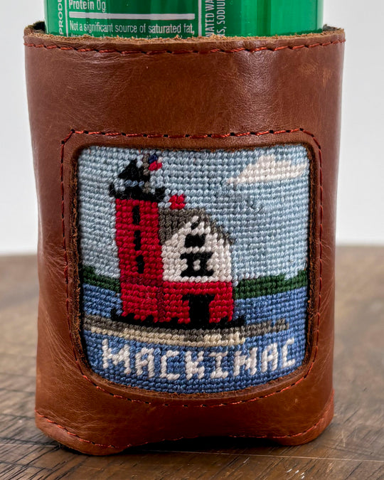 Mackinac Hand-Embroidered Can Cooler
