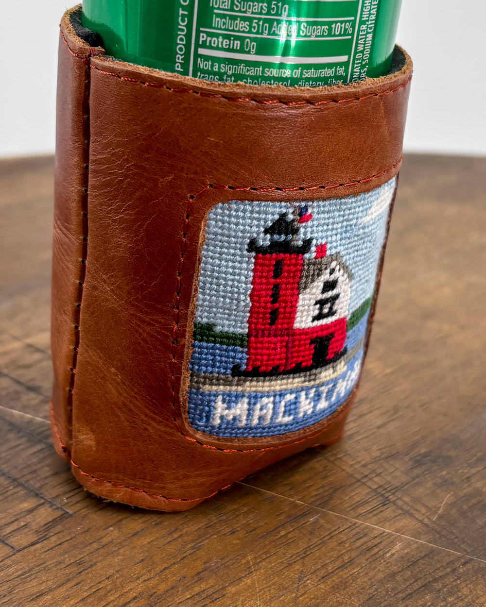 Mackinac Hand-Embroidered Can Cooler